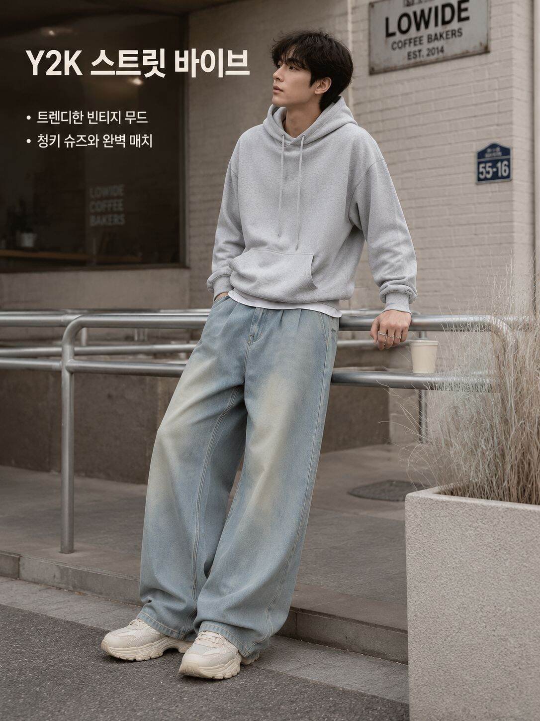빅사이즈 워싱 빈티지 청바지 편안한 캐주얼