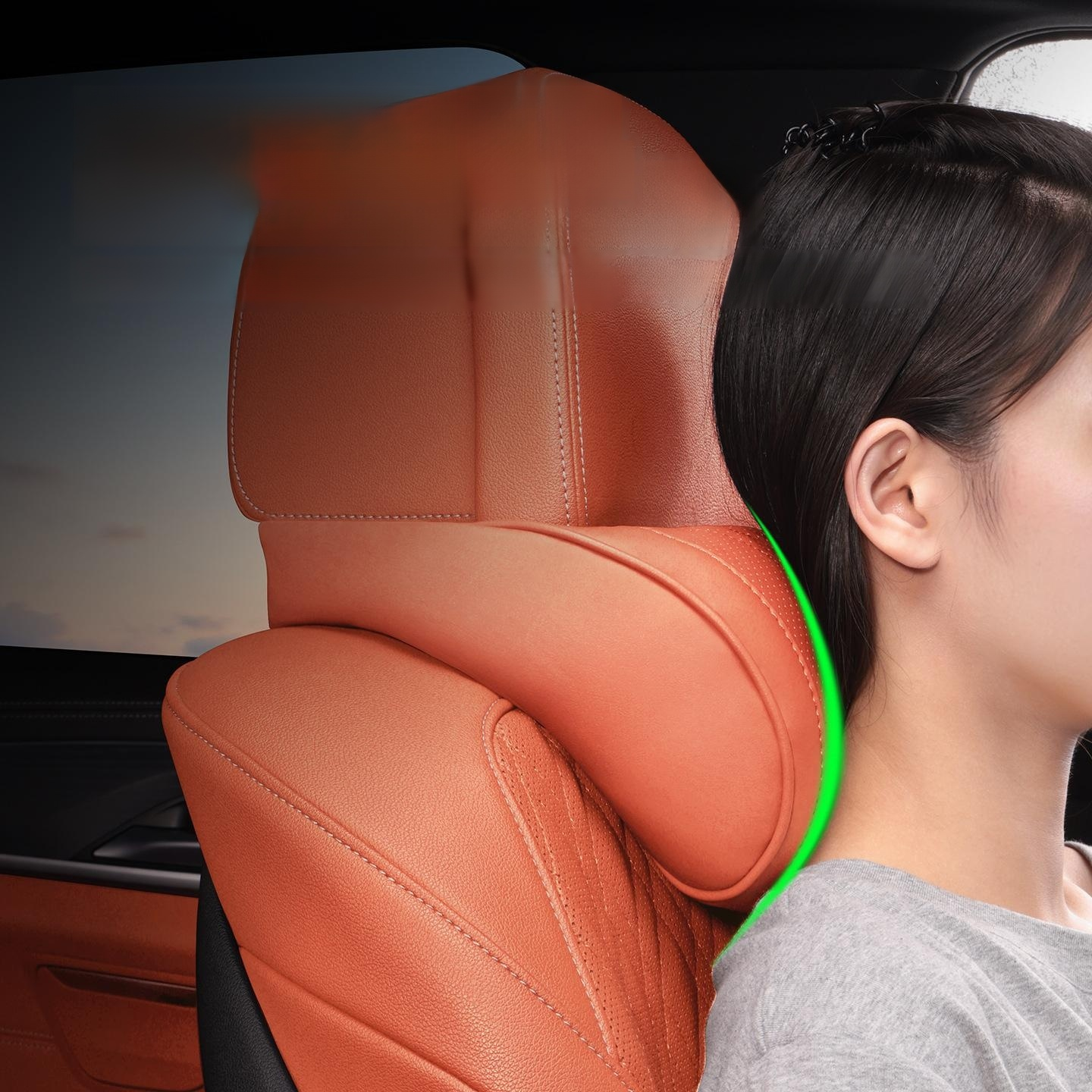 Car headrest and lumbar support set