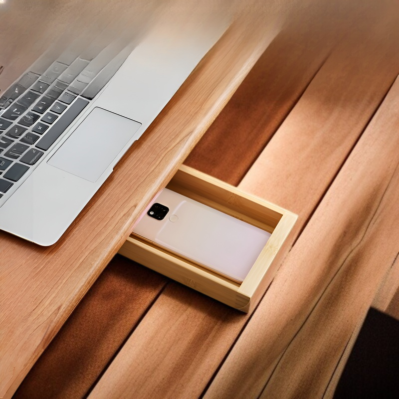 木製のクリエイティブな引き出し式小箱、雑貨用、オフィスの机下引き出しボックス、収納アーティファクト、目に見えないペン収納ボックス