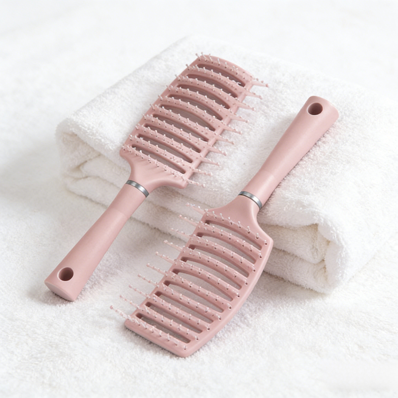 مشط تدليك نسائي بنقشة زهر الكرز، مشط شعر مجعد ناعم للأطفال، مشط كبير منحني للاستخدام المنزلي