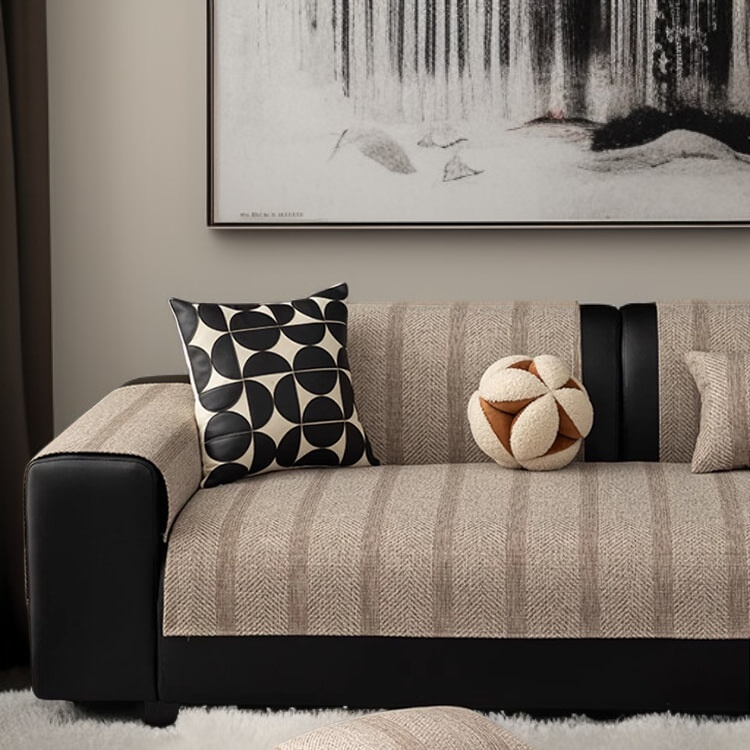 사계절 소파 매트 미끄럼 방지 퓨어 컬러 피쉬 뼈 매트 가벼운 린넨 모조 소파 매트 커버