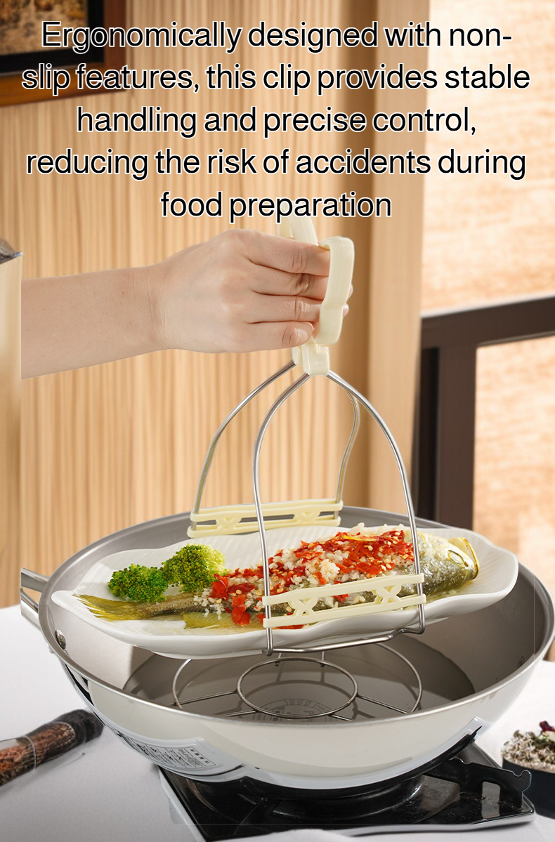 Heat-resistant stainless steel tongs with anti-scalding design