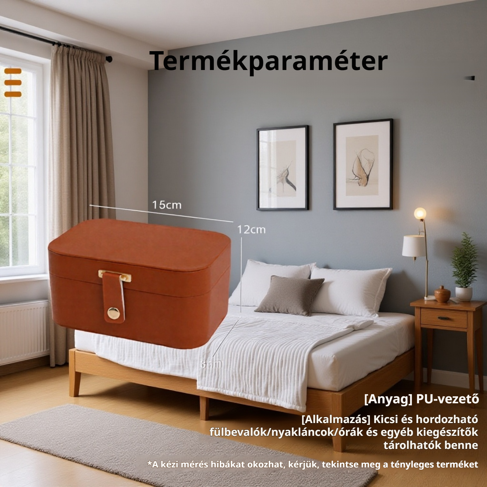  Két szintes utazó ékszerdoboz gombos fedéllel, hordozható tárolódoboz