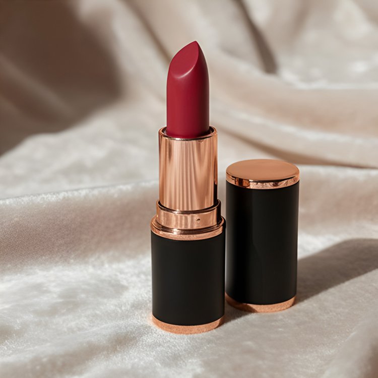 입술에 바른 매트 벨벳 립스틱