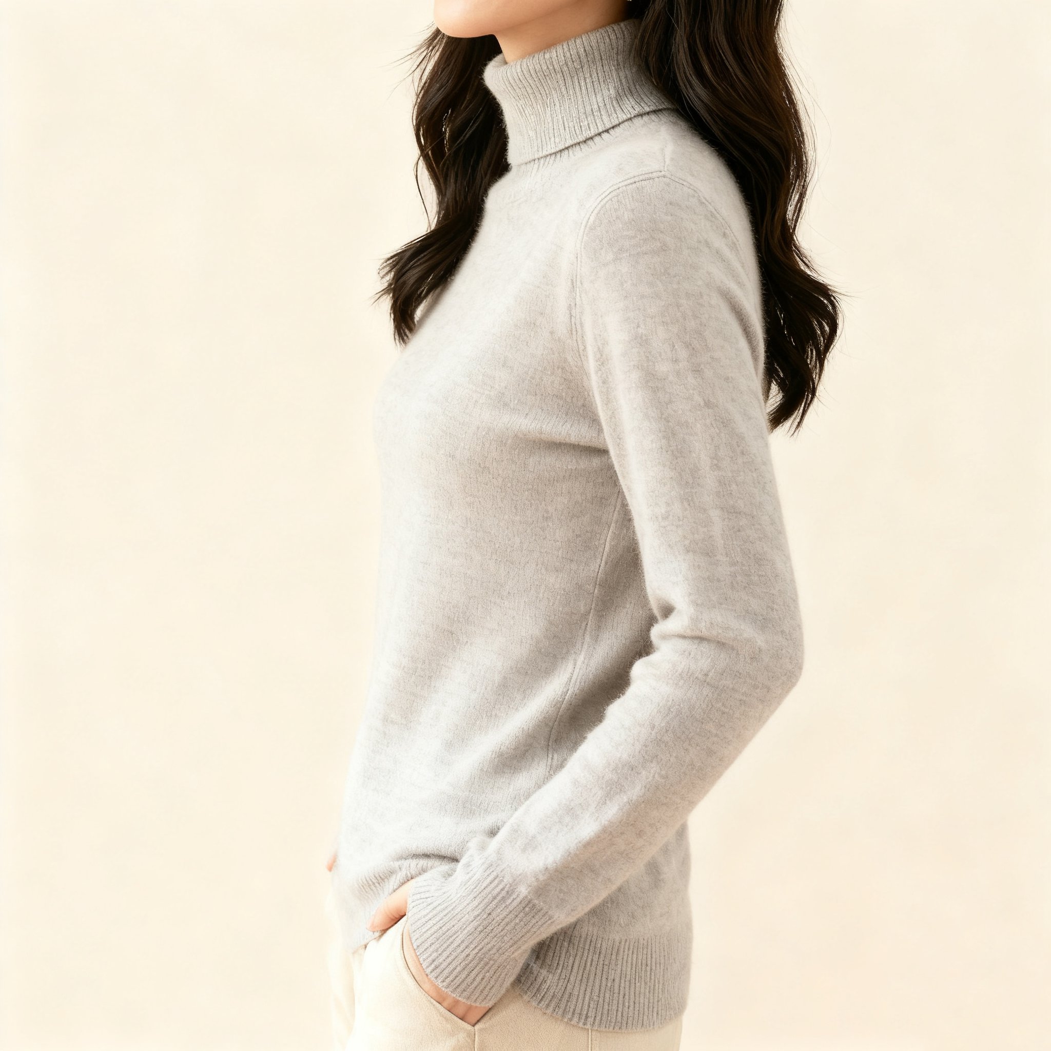 여성용 하이넥 스웨터