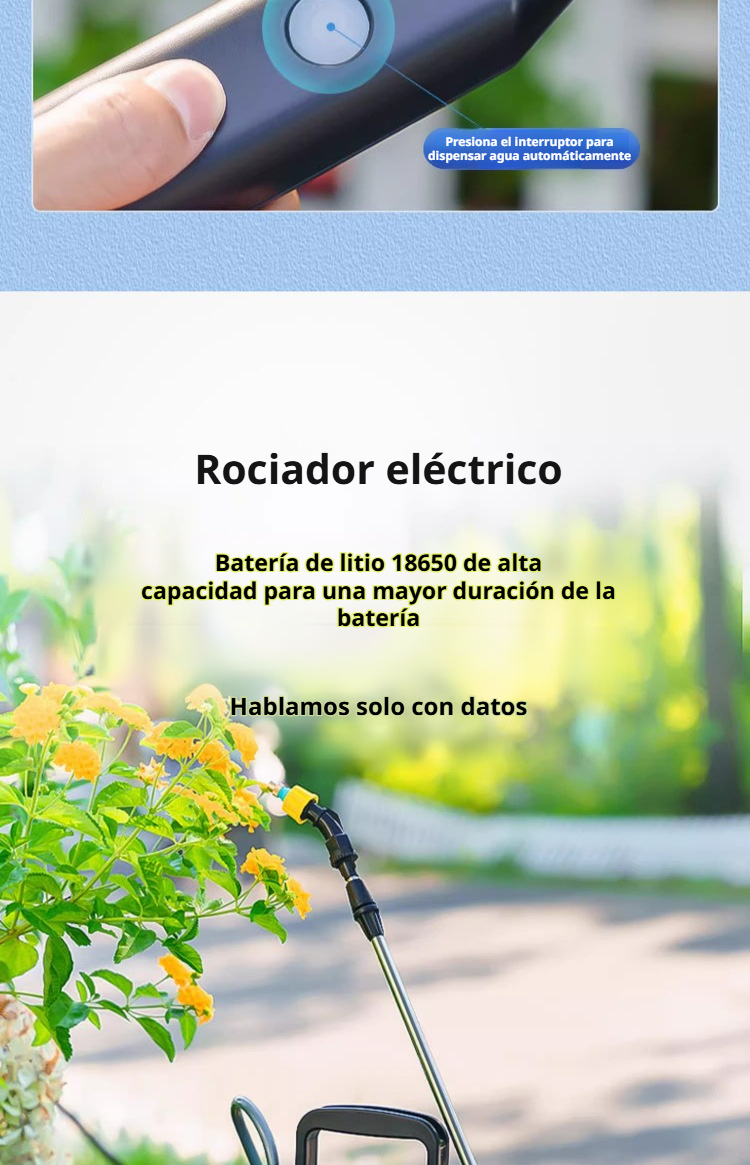 Botón de encendido fácil de usar en rociador eléctrico