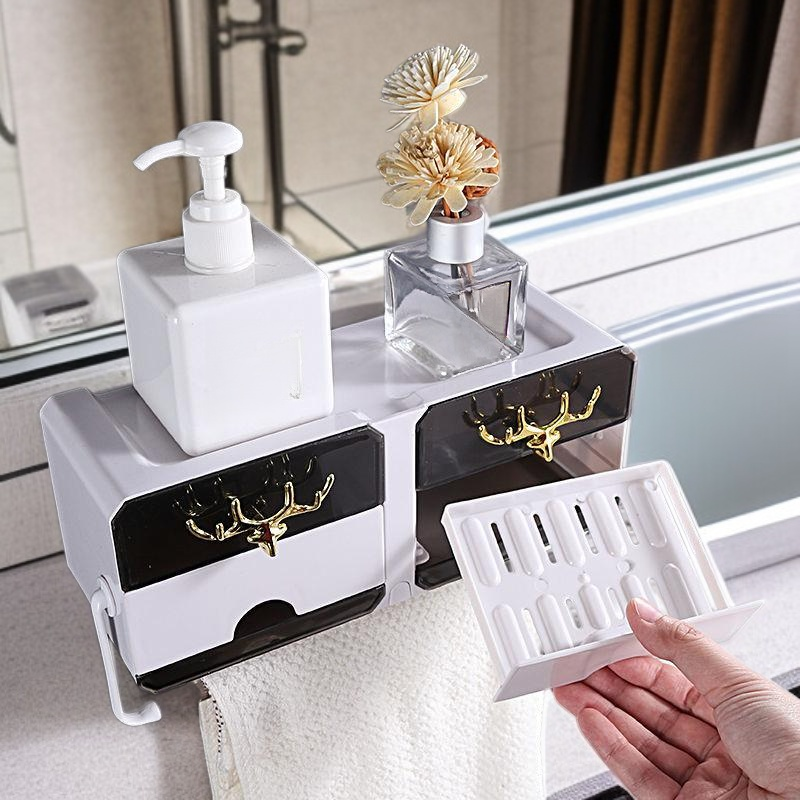 壁掛け引き出し付き石鹸収納ケース シンプルバスルーム整理用品