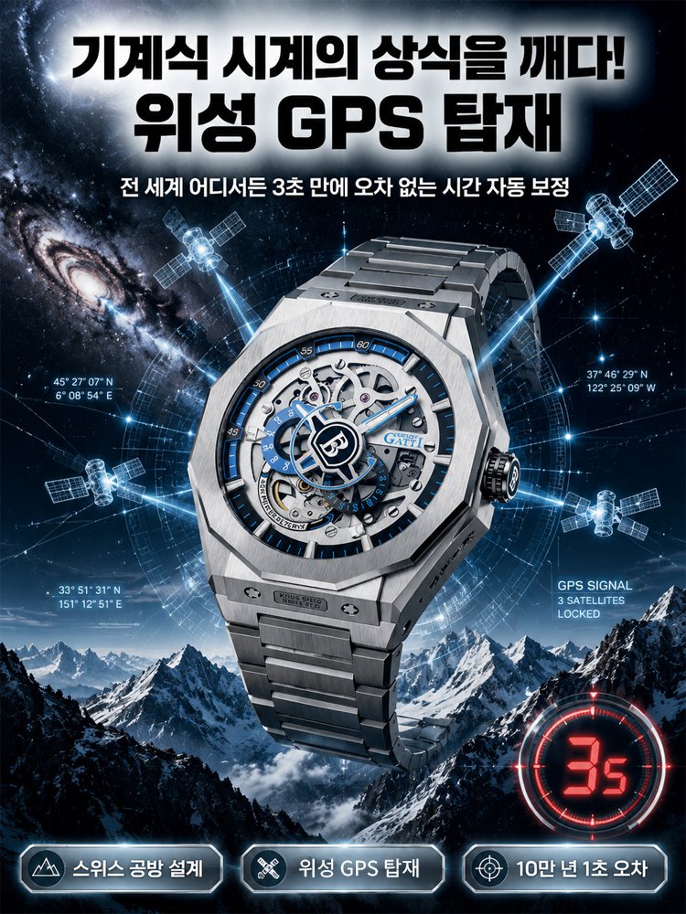 세련된 남성 기계식 스켈레톤 손목시계