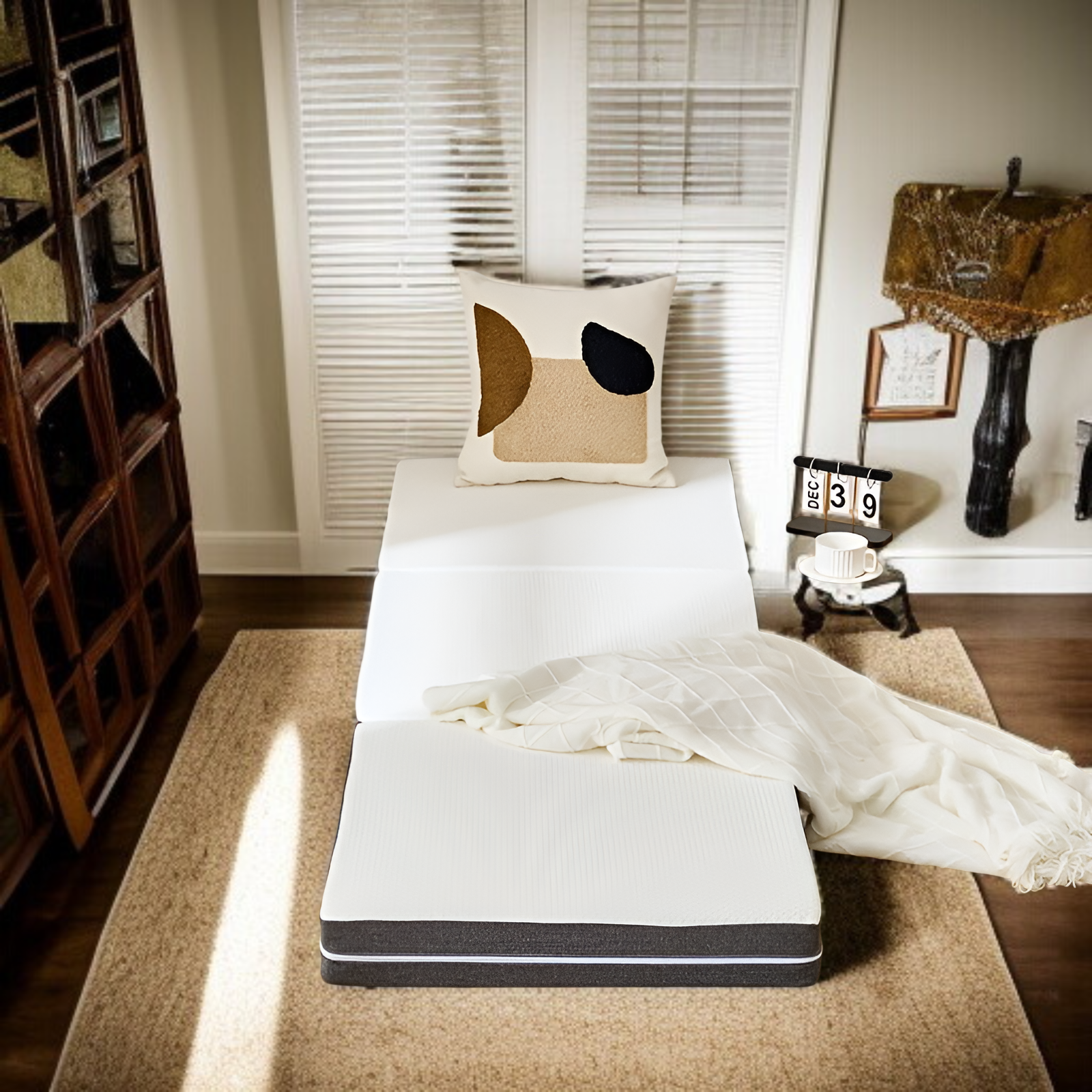 三つ折りマットレス、メモリーフォーム折りたたみマットレス、フロア折りたたみベッドクッション、圧縮マットレス