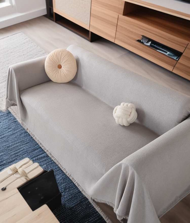 ソリッドカラーのフルカバーソファカバー