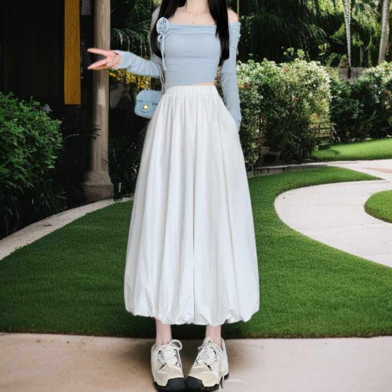 レディースワーク風バルーンロングスカート全体画像