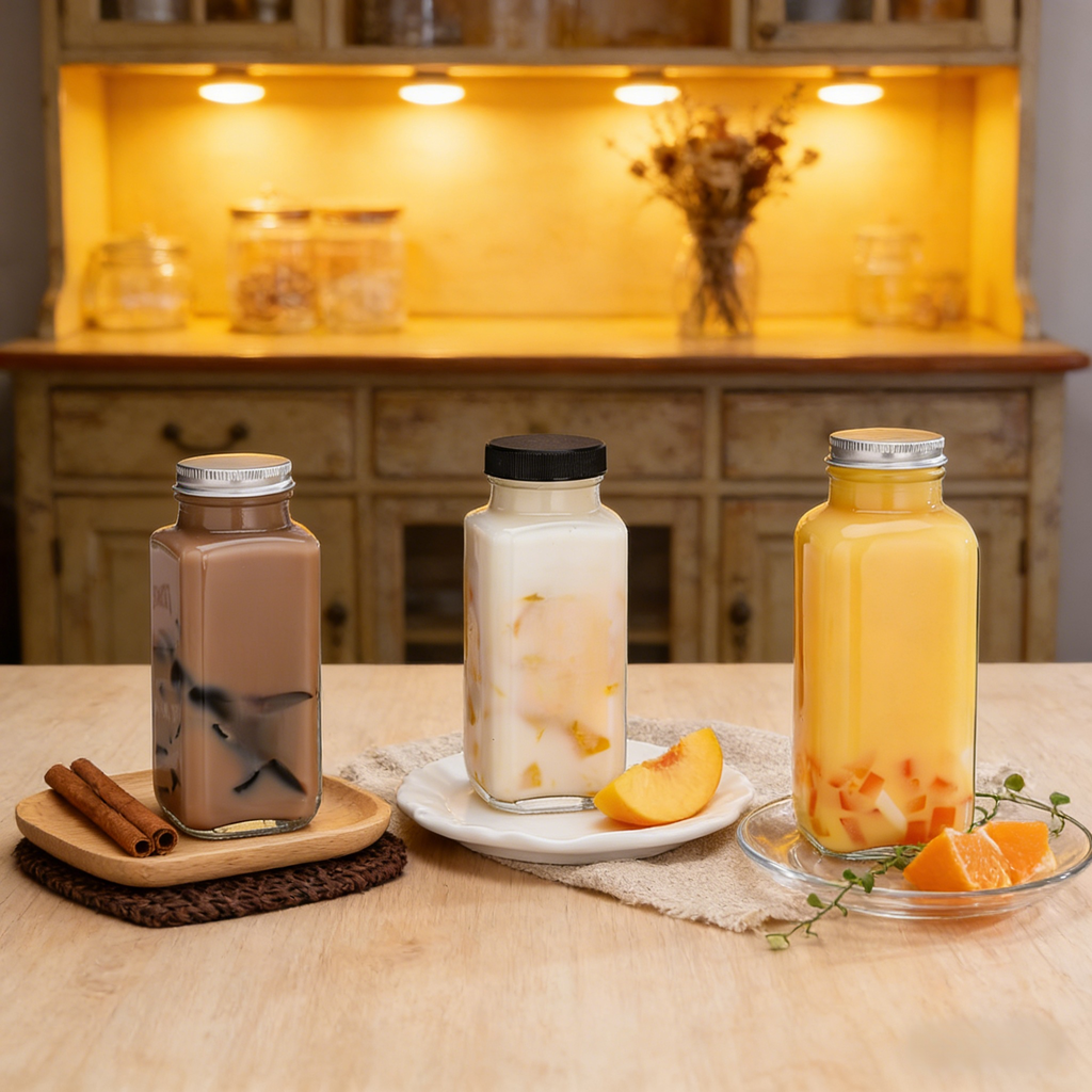 Milk Tea Beverage Glass Dispensing Bottle