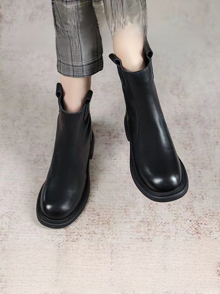 정품 가죽 짧은 부츠