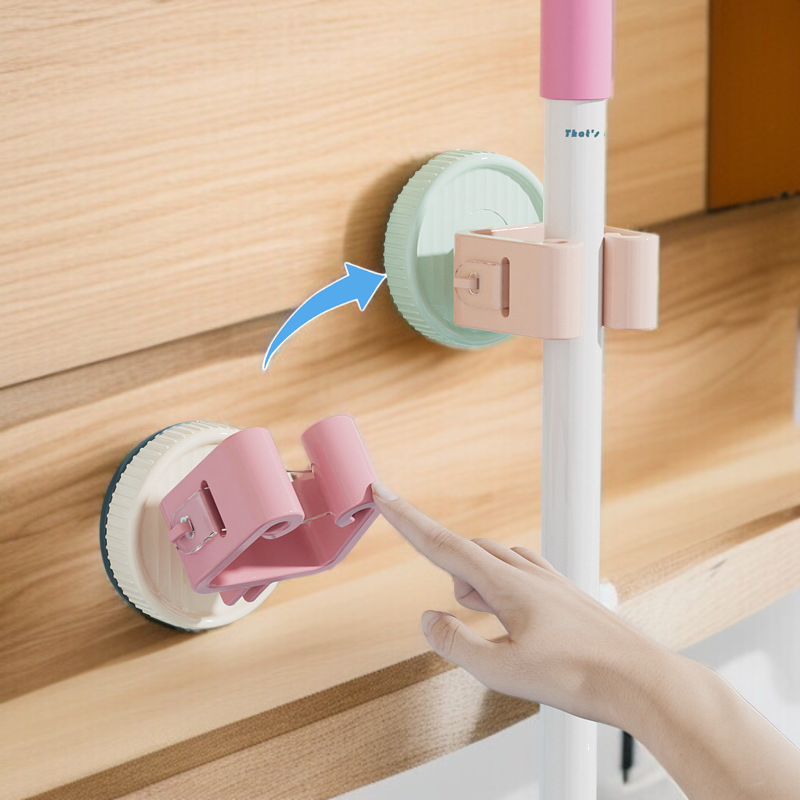 화장실 문 뒤 벽걸이 밀대걸이 편리한 빨판 펀치프리 벽걸이 벽수납 미끄럼방지 밀대걸이 벽수납선반