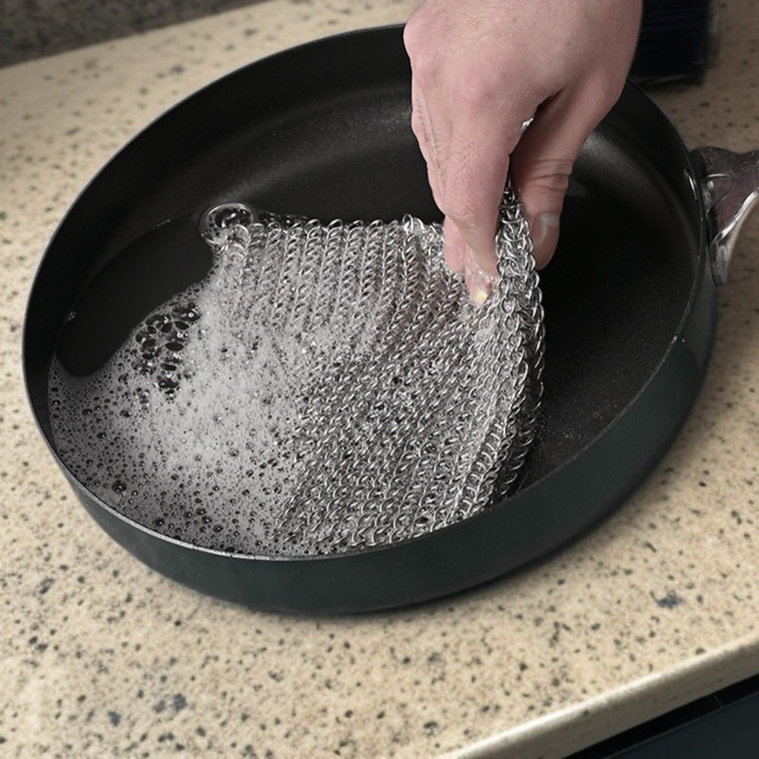 스테인리스 이중 그물 청소 브러쉬 실밥이 빠지지 않는 주방 청소 도구 주방용품 청소 볼