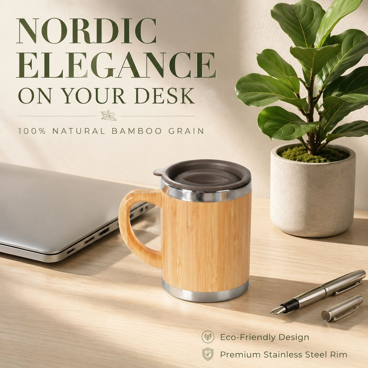 304 Stainless Steel Bamboo Mug