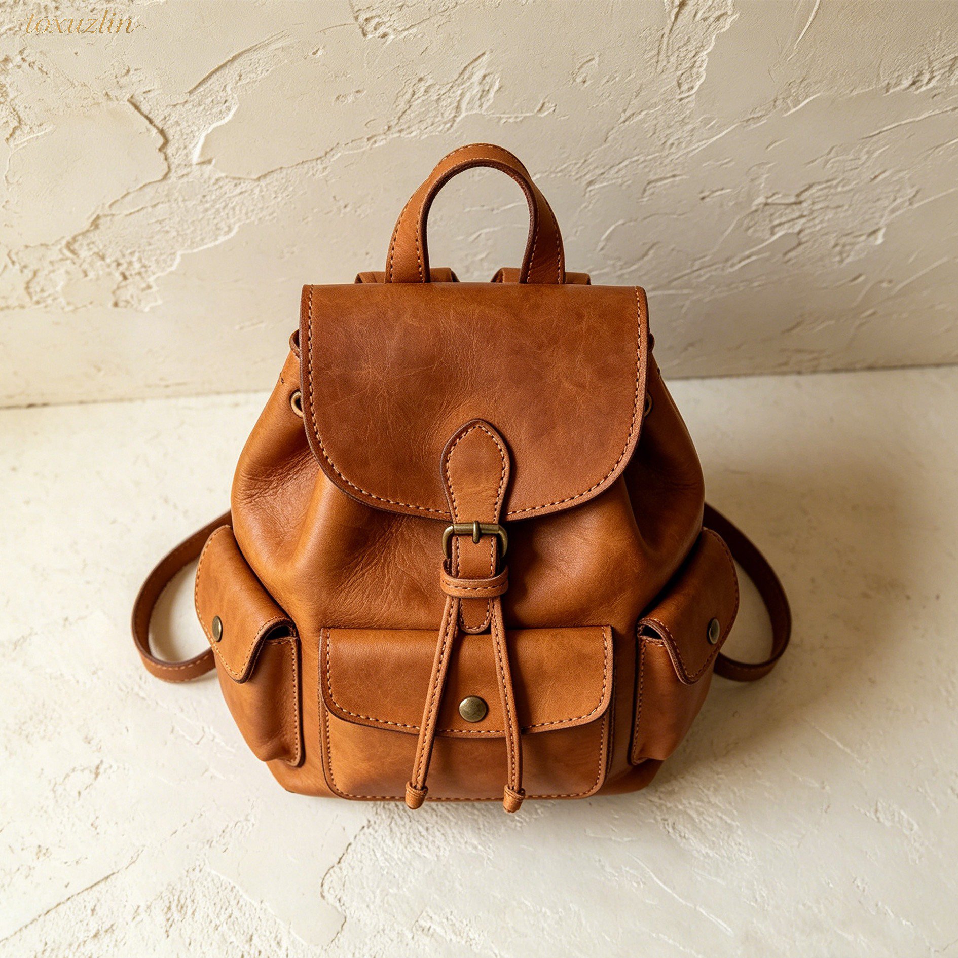 Sac à dos en cuir véritable fait main