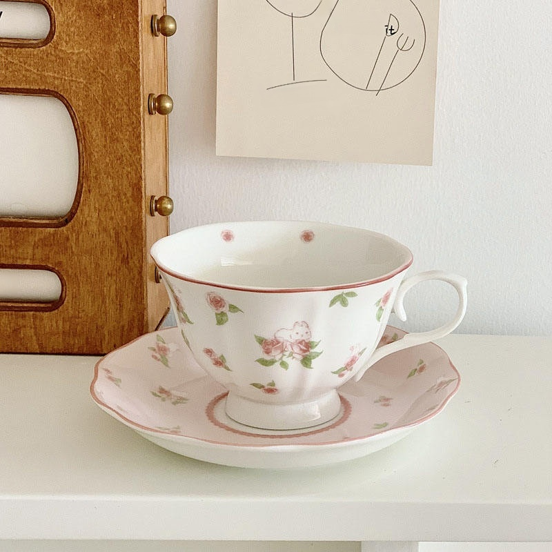 Ins Retro French Ceramic Coffee Cup and Tea Dish Set
