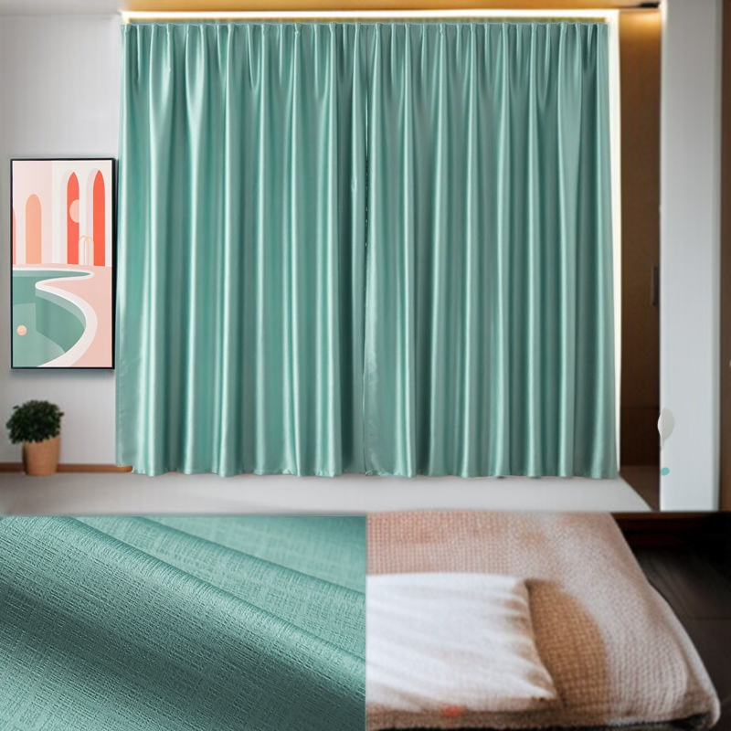 寝室の完全な遮光カーテン自己接着日除けの生地はパンチ穴の取付けの日焼け止めの熱絶縁材のカーテンを放します