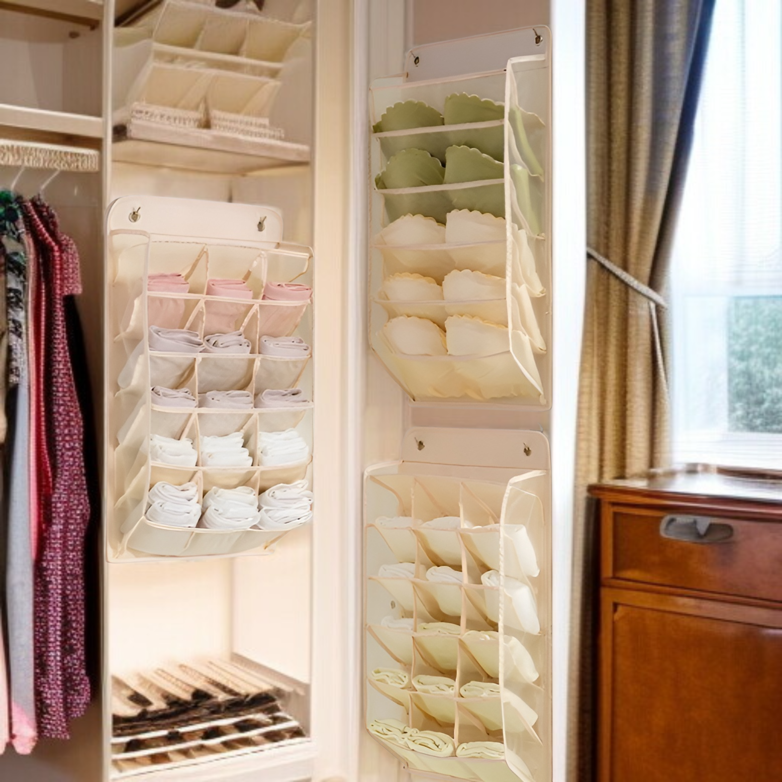 下着収納吊り下げバッグドア背面壁掛け寮ワードローブブラジャー下着靴下収納バッグボックスラックアーティファクトホーム