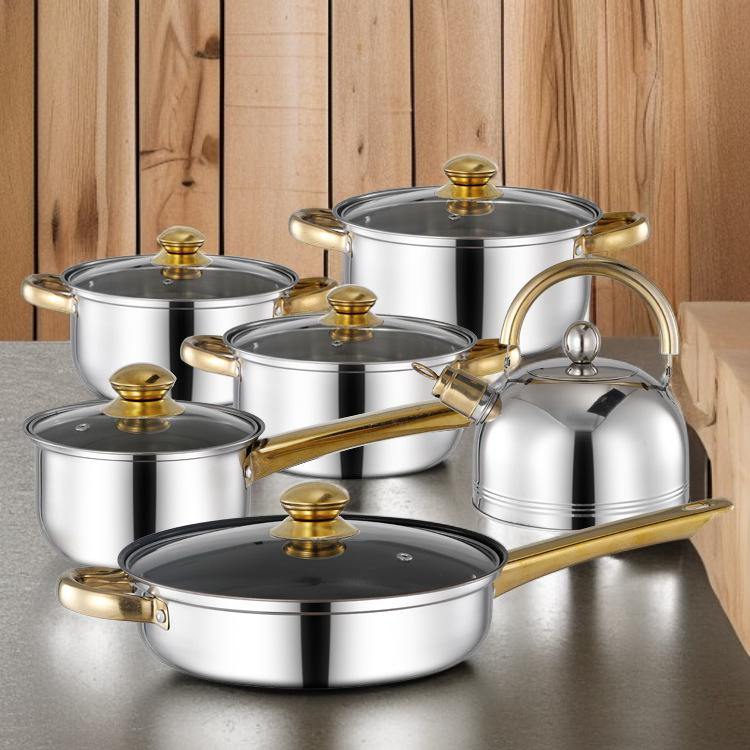 Everyday Cooking 12-Piece Gold Stainless Steel Cookware Set