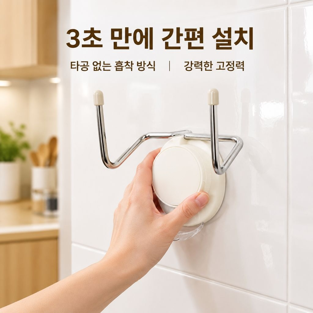 주방 도마 수납 다기능 무타공 벽걸이 거치대