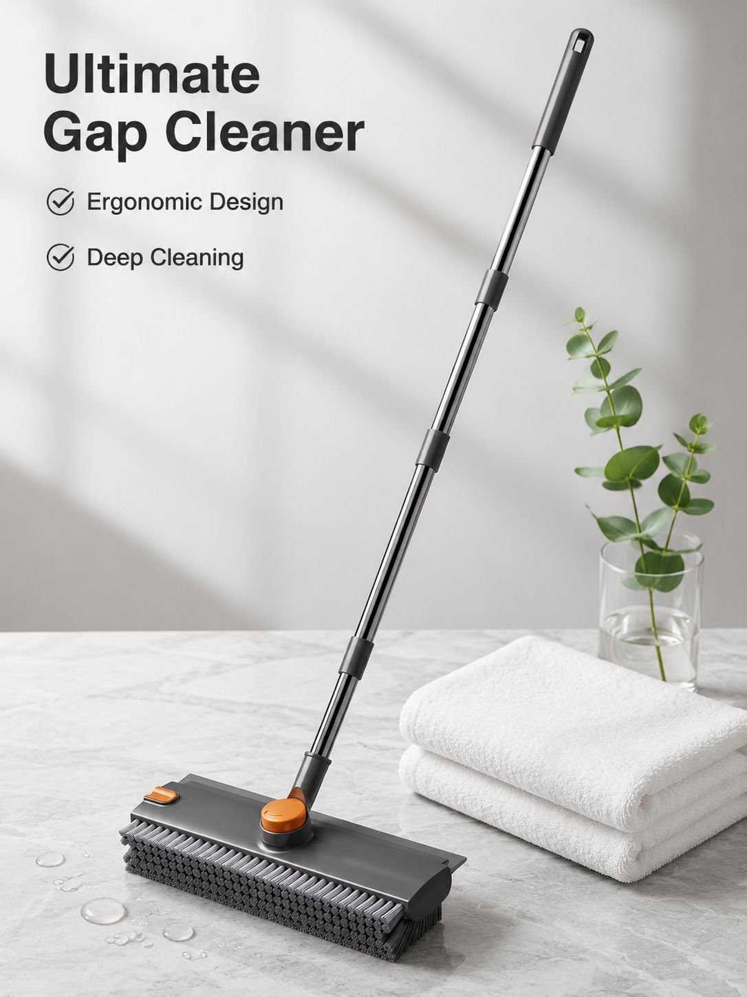 360° Rotating V-Shaped Tile Gap Brush with Stiff Bristles