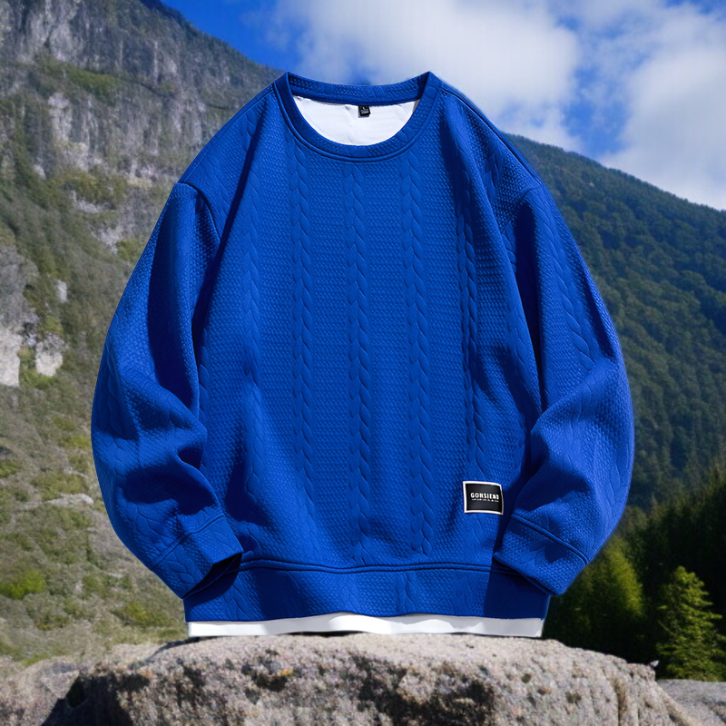 ユース ルーズ ラウンドネック スウェットシャツ メンズ ファッション ブランド ツイスト ストライプ 長袖 プルオーバー 春秋 スウェットシャツ