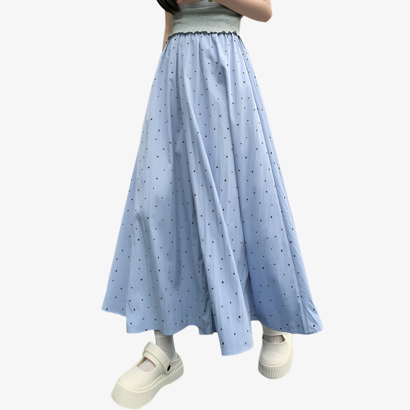 ひっかかり防止・毛玉になりにくいドットワイドパンツ 夏用涼感素材 ハイウエストゴム仕様