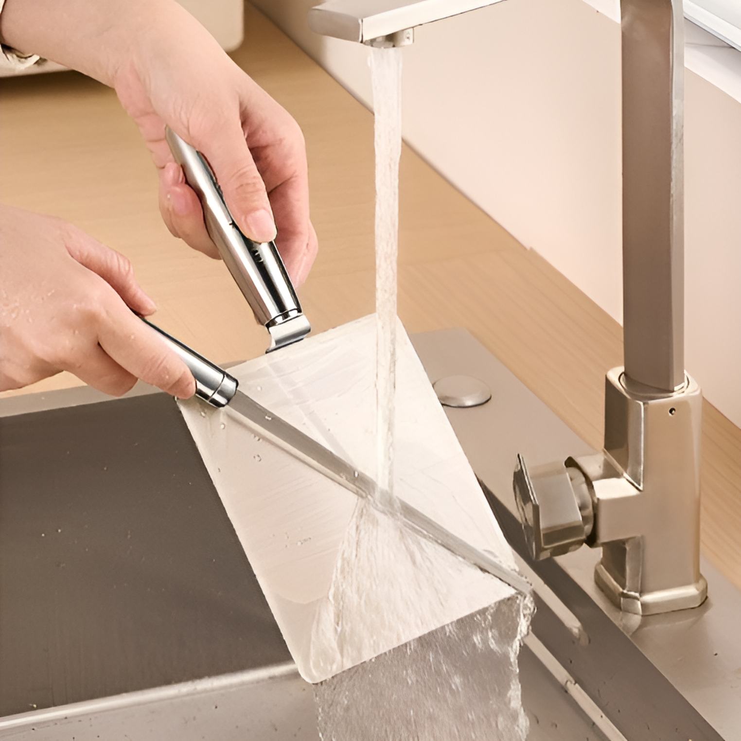 Stainless steel thickened meat scraper