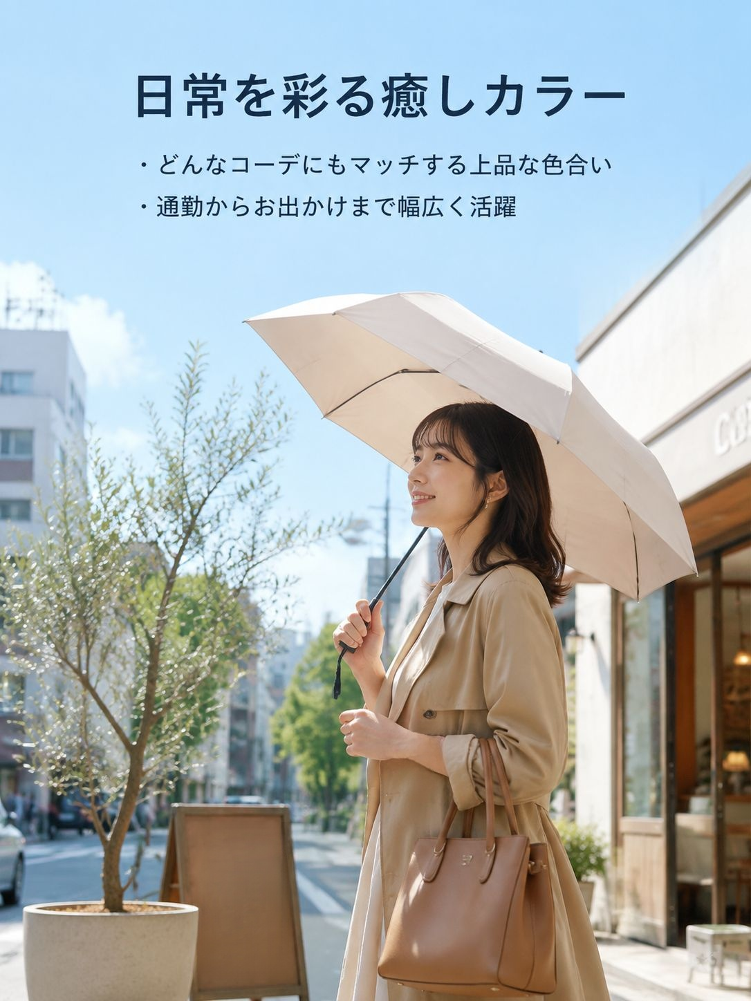 様々なファッションに合わせやすいシンプルデザイン傘