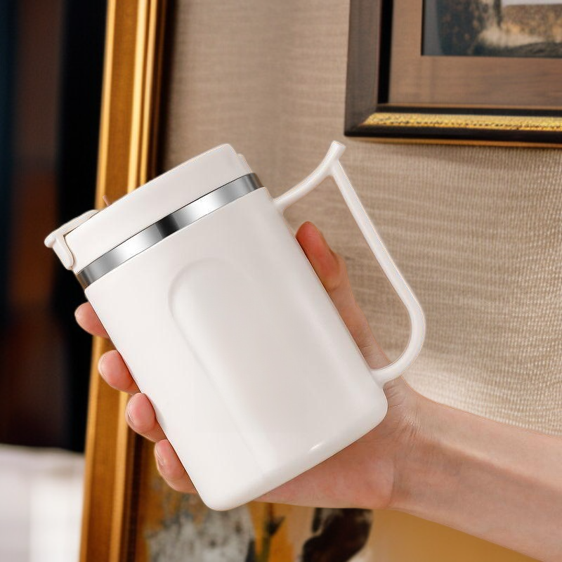 كوب قهوة عالي الجمال مع غطاء وملعقة، مقاوم للحرارة وسهل الحمل