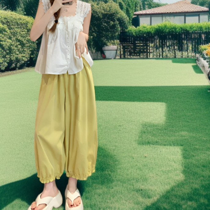 スイートカジュアルジョガーパンツ レディース 夏 涼しい通気性 スリム効果 バルーンパンツ 5色選べる