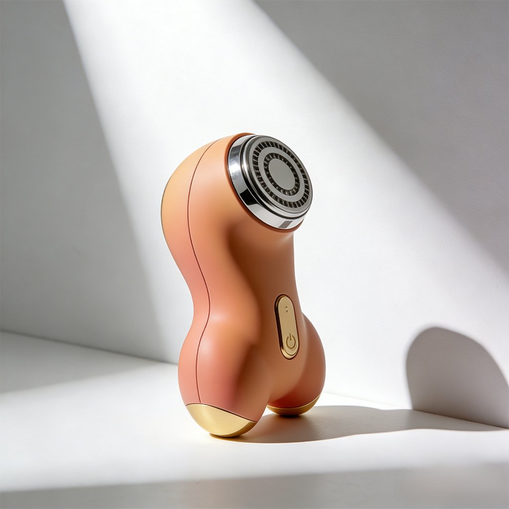 Close-up of facial lifting device on skin