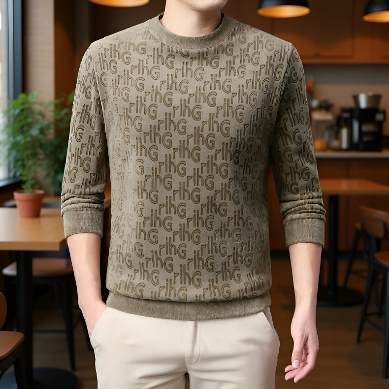 따뜻한 기모 소재 남자 라운드넥 맨투맨 디테일