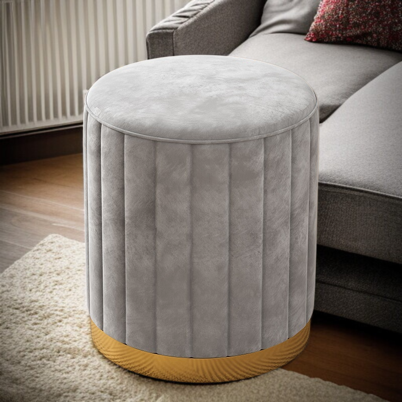 Runder, luxuriöser Hocker für Schminktisch oder Sofa