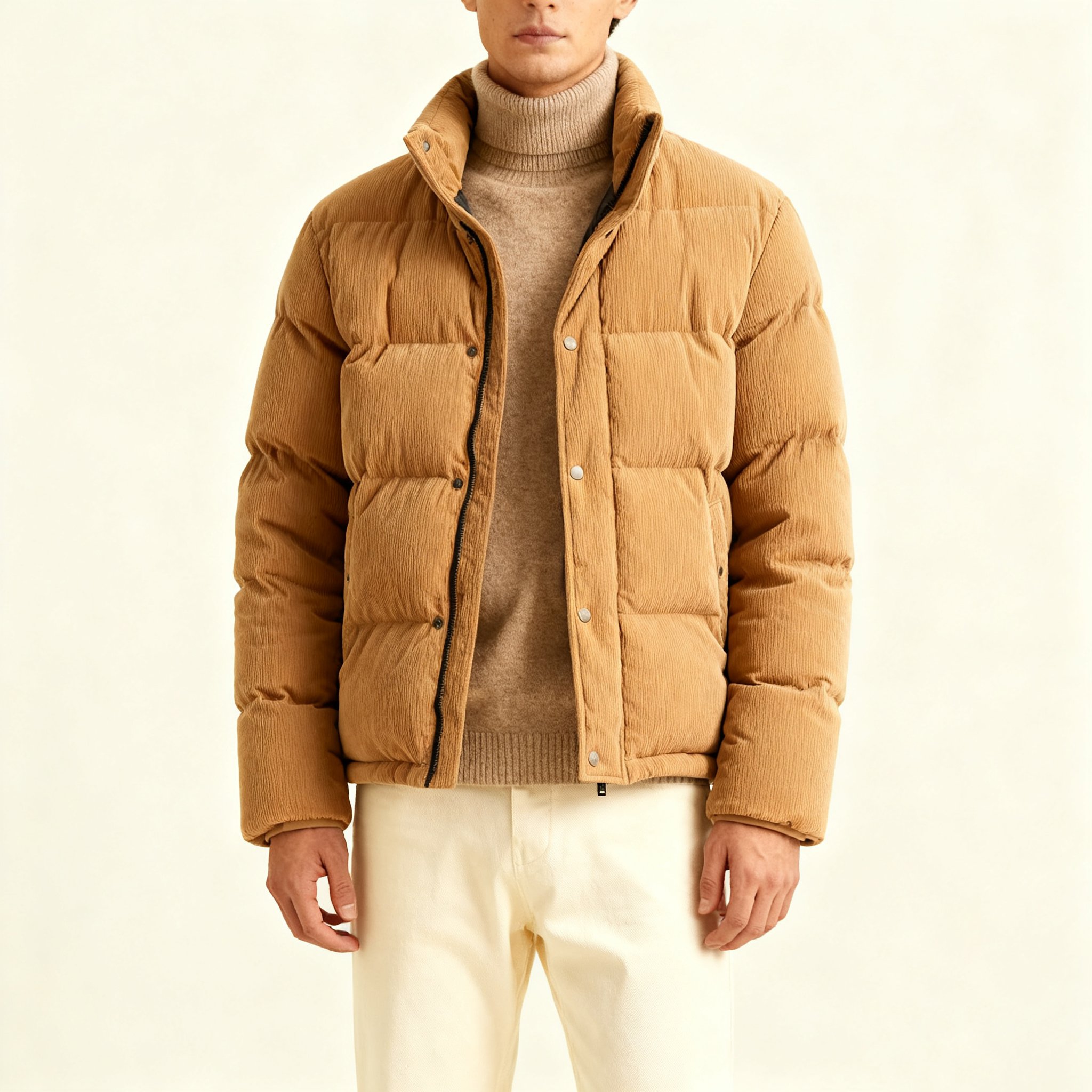 男性用立ち襟綿入りコート