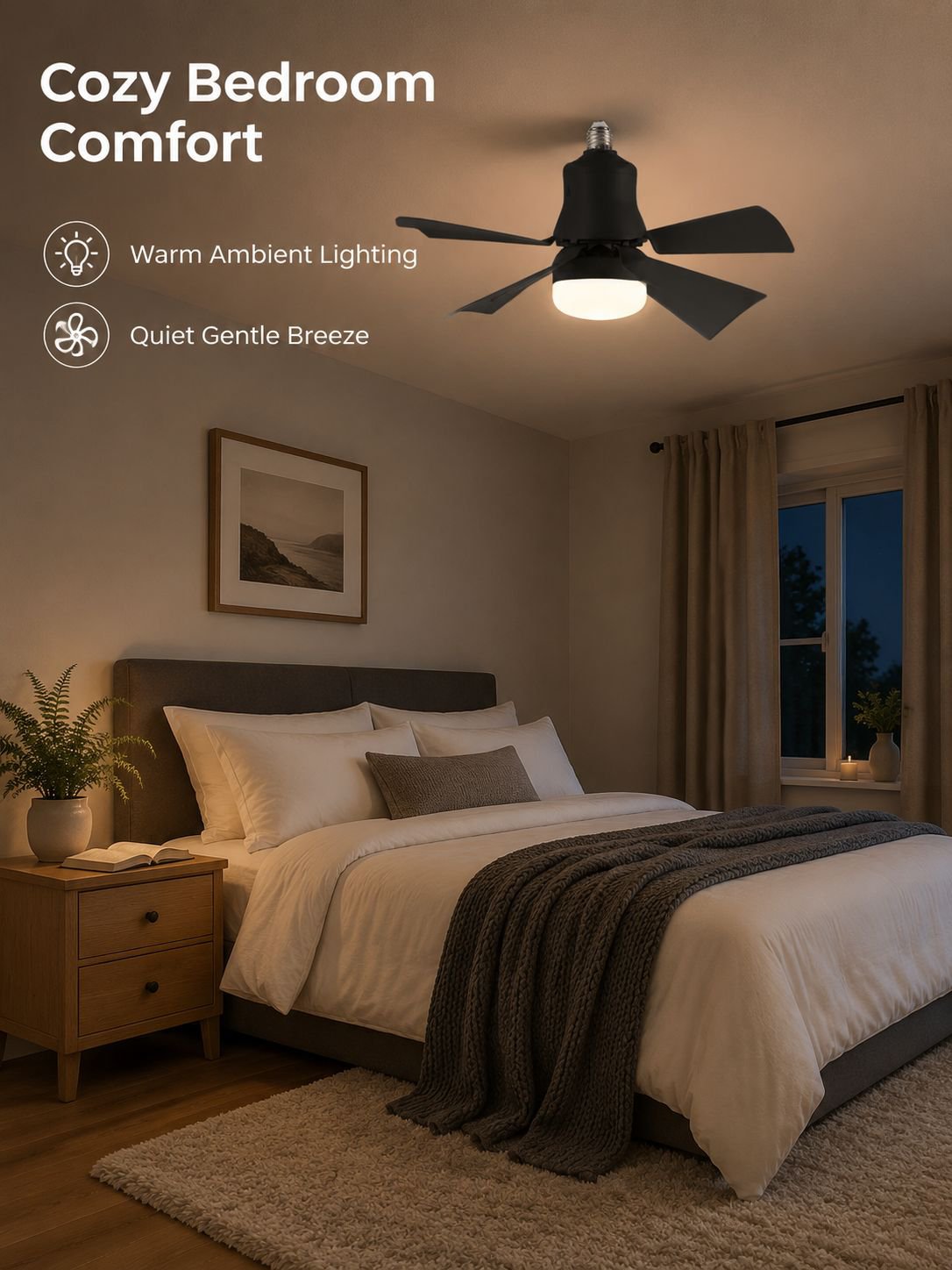 Bedroom Living Room Fan Light Fan Light Detachable Three Wind Speed Home Ceiling