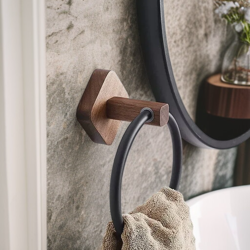 ネックレス型バスタオルハンガー 日本風丸型タオル掛け