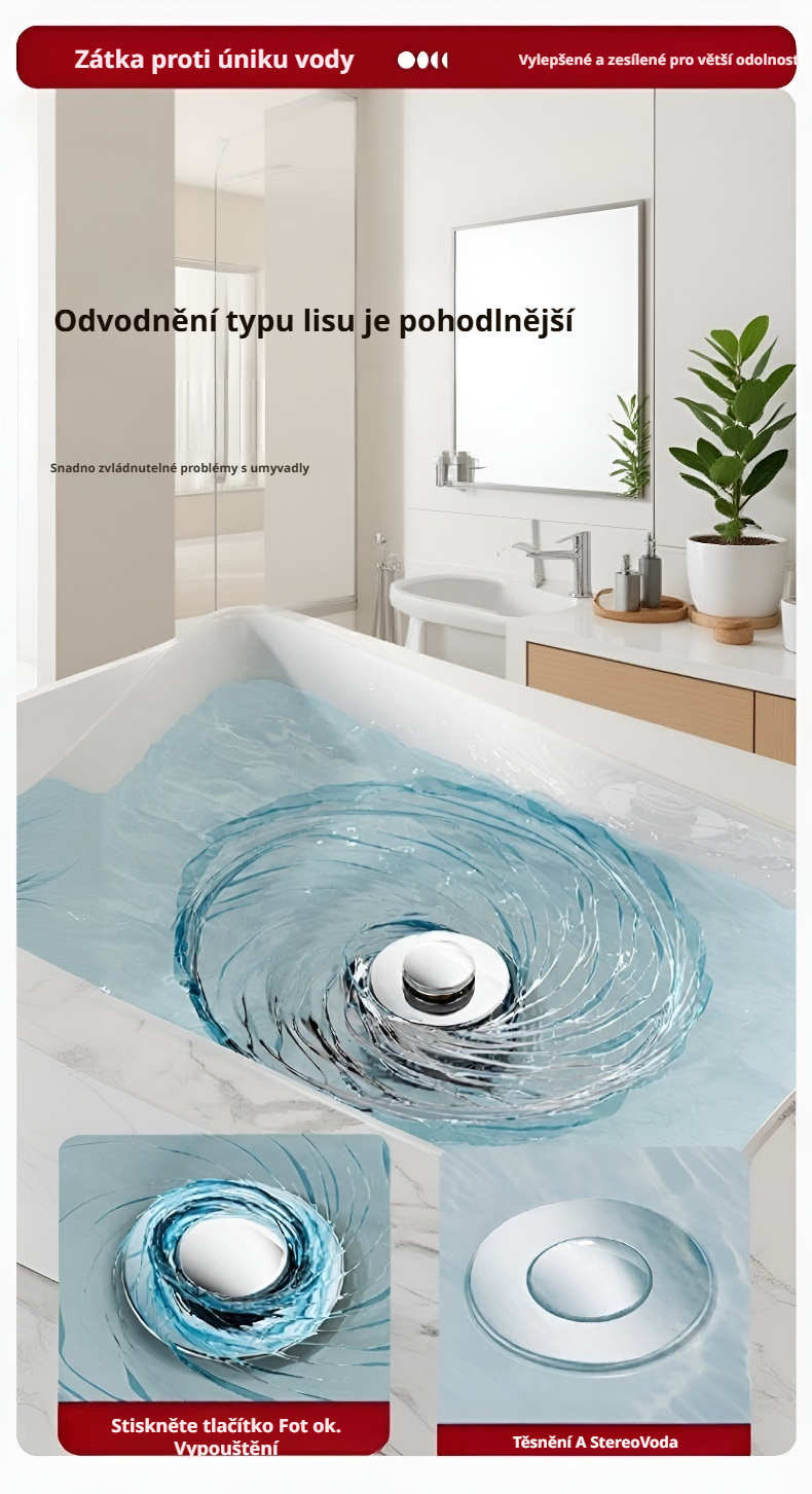 Odolný materiál černého uzávěru pro umyvadlo