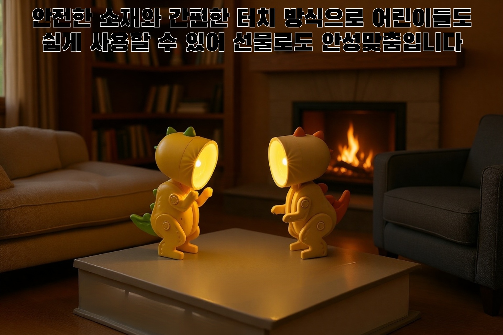 귀여운 만화 공룡 디자인 야간 조명