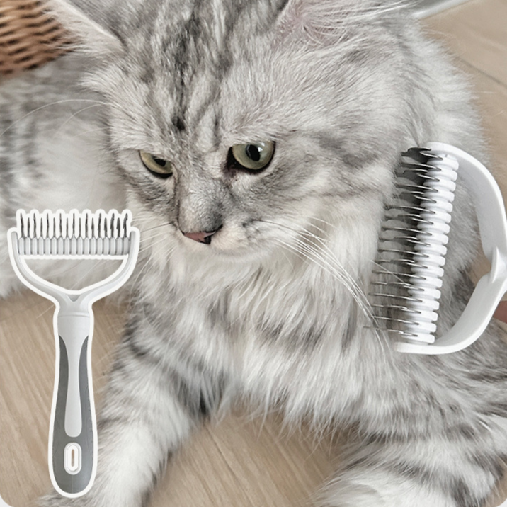 Cepillo Removedor de Pelo para Mascotas de Doble Cara y Dientes Finos