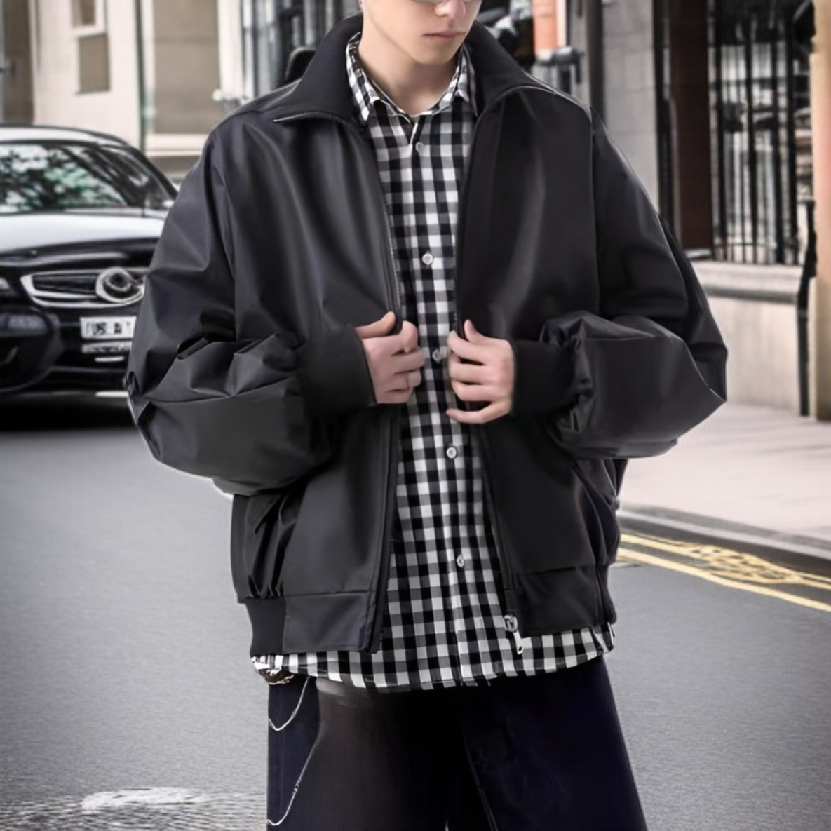 جاكيت جلد بني للدراجات النارية على الطراز الأمريكي