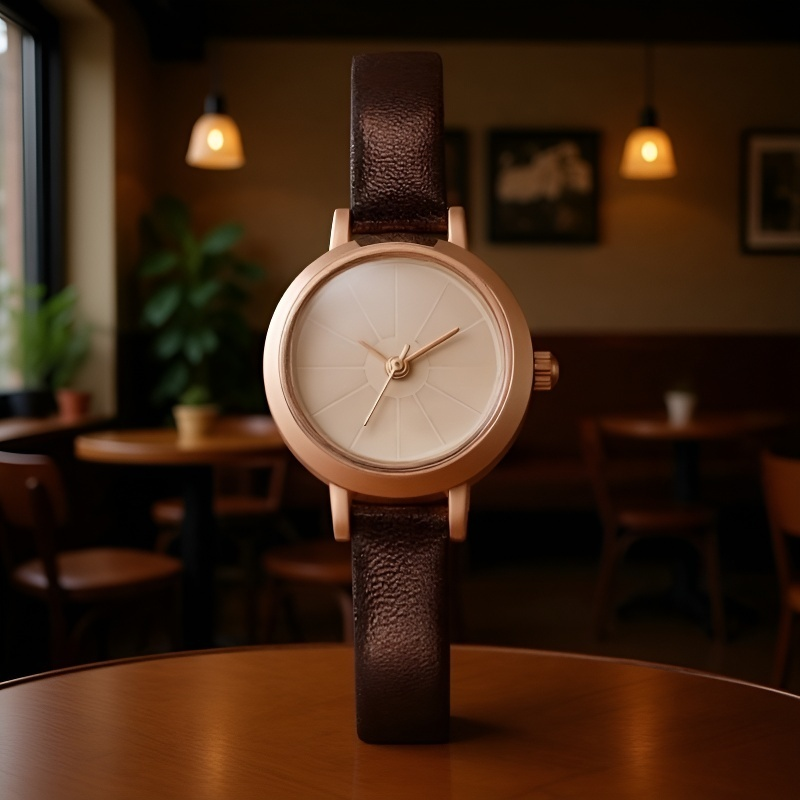 ساعة بتصميم كلاسيكي فاخر مع حزام جلدي