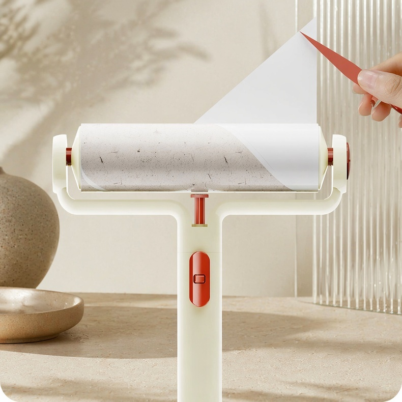 Lint Roller with Tweezers, No-Tear Design