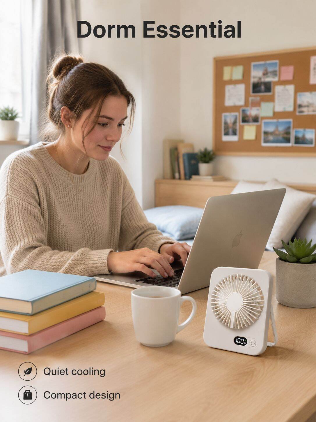 Portable Silent Desktop Digital Card Fan for Dormitory/Outdoor Camping