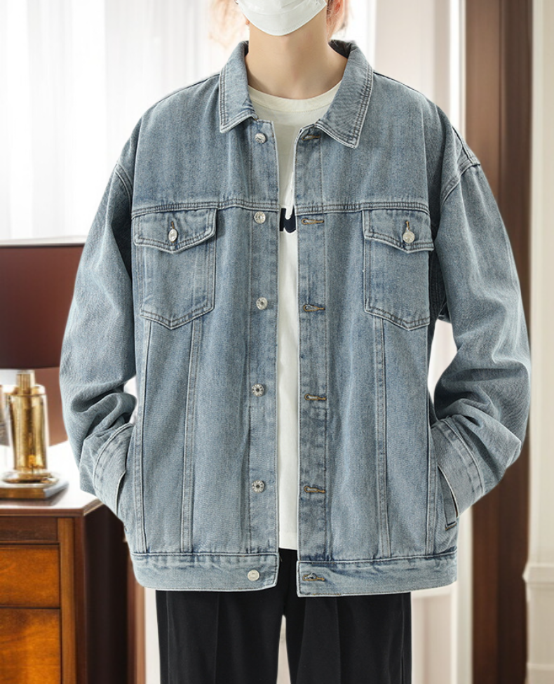 남성 캐주얼 데님 코트 전면 사진