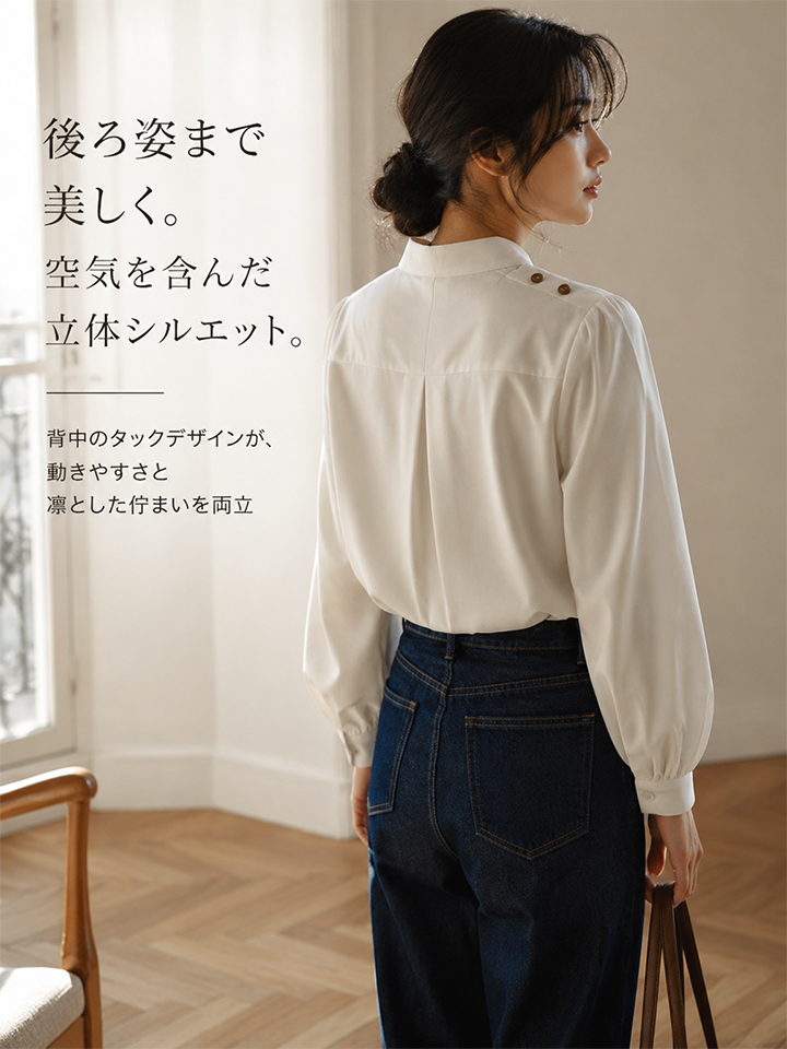 【2026秋の新作】Monolly テンセル混シャツ | 上品な華やかさ・着心地抜群・通勤