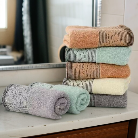 Highly absorbent face towel soaking up water quickly