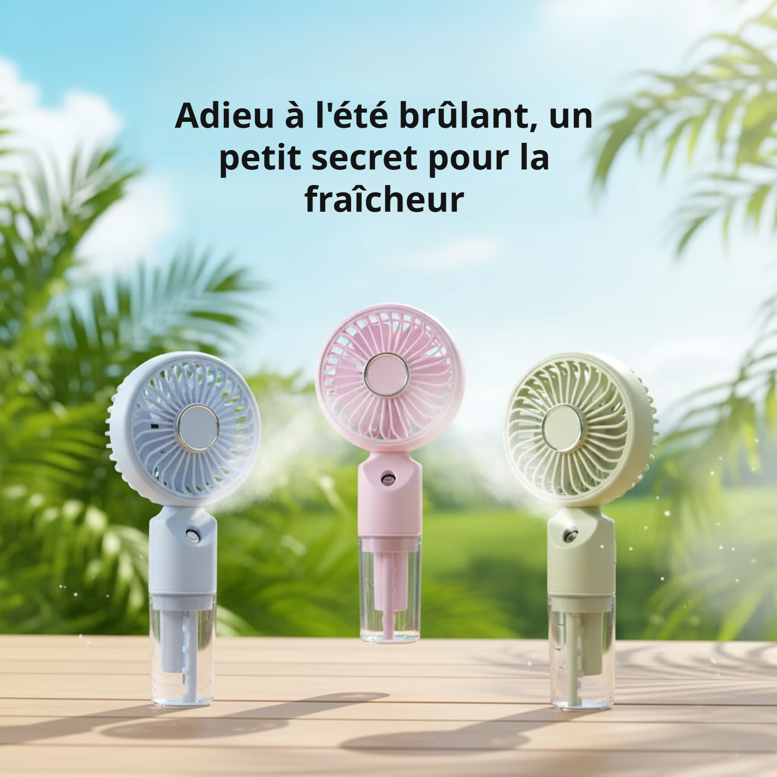 Ventilateur brumisateur rechargeable pour utilisation nomade